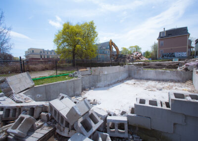 Foundation removal during construction at Joseph Caffey Apartments