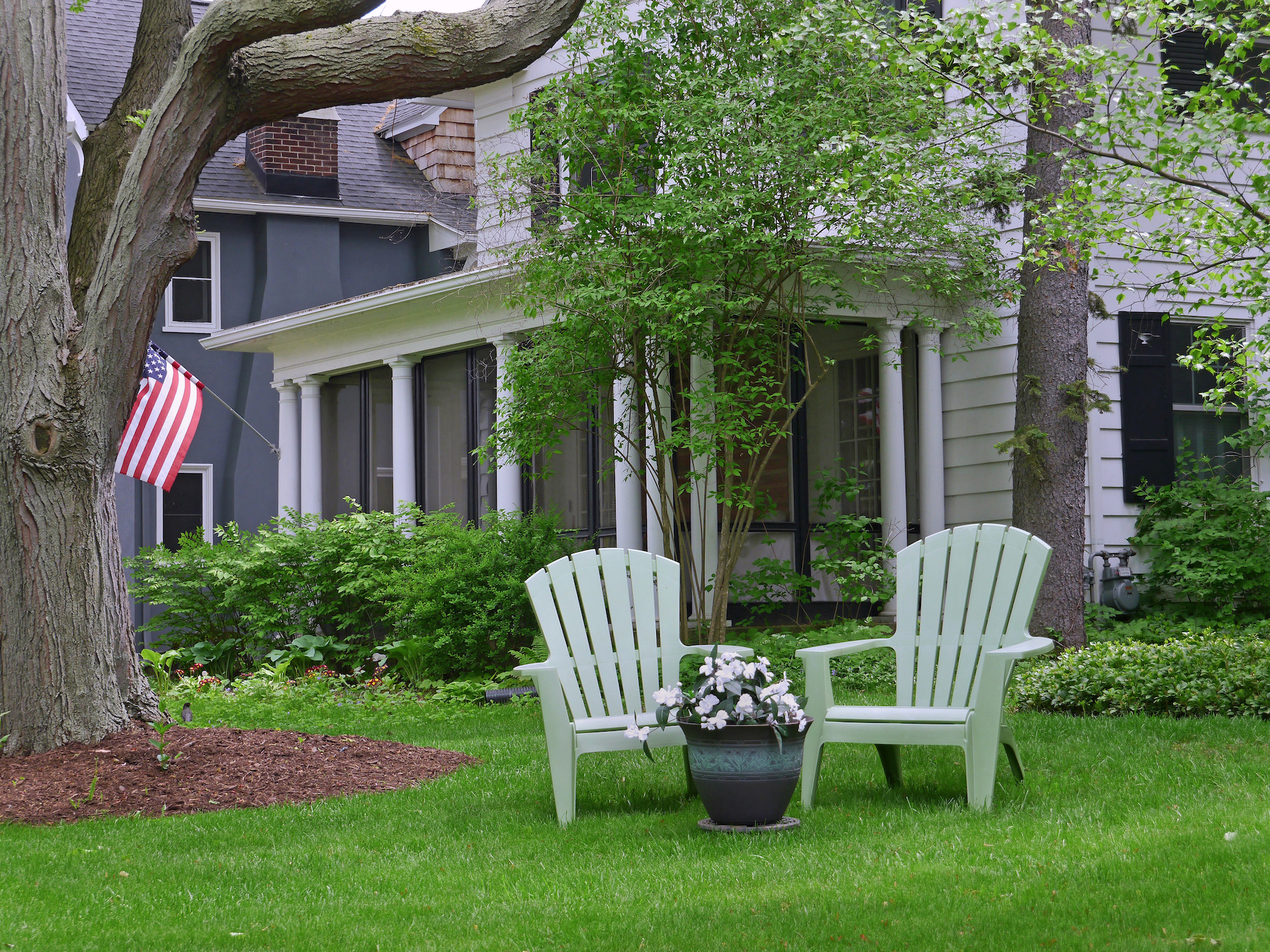 front yard of suburban middle class American house